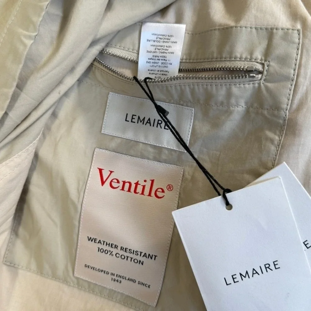 Lemaire Parachute Blouson Stone Beige Ventile Cotton Jacket Mens 48 US M NWT